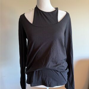 Pistola Leah NWT double layer Black Women's tank top Long Sleeve Sz s
